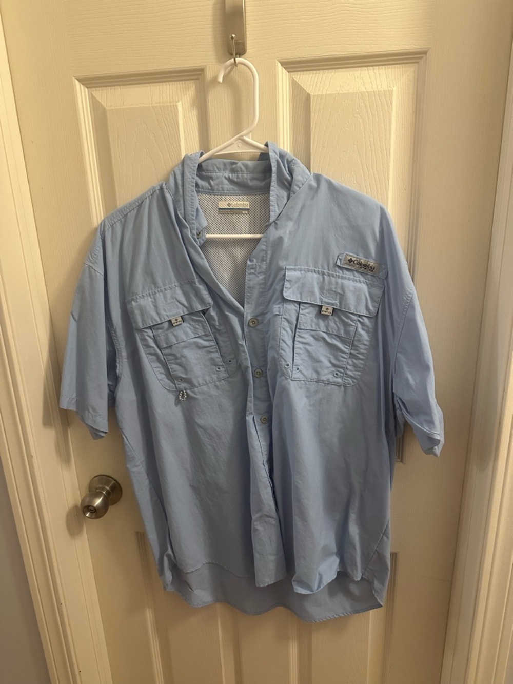 Columbia Light Blue Short Sleeve Outdoor Shirt